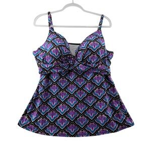 Leilani Plus Tankini Swim Top Adjustable Straps Womens Plus Size 22W Underwire